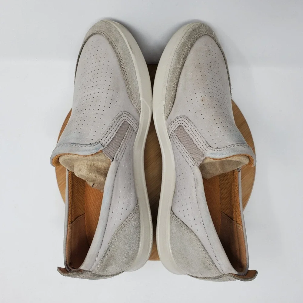 Ecco Collin 2.0 Shoes Mens 41 Beige Grey Slip On Loafer Comfort Sneaker 7-7.5 US